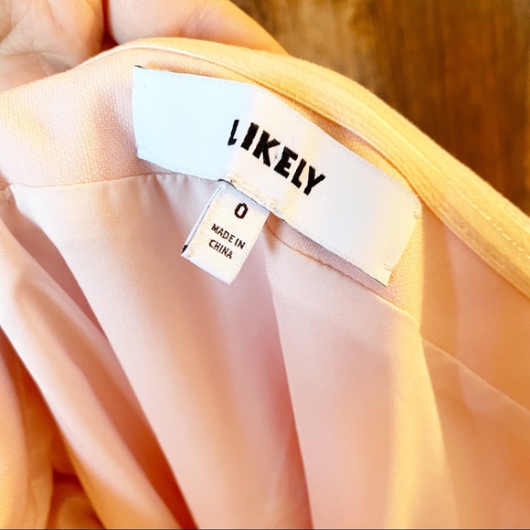 Likely strapless blush pink dress, fold over envelope style skirt - Picture 7 of 8